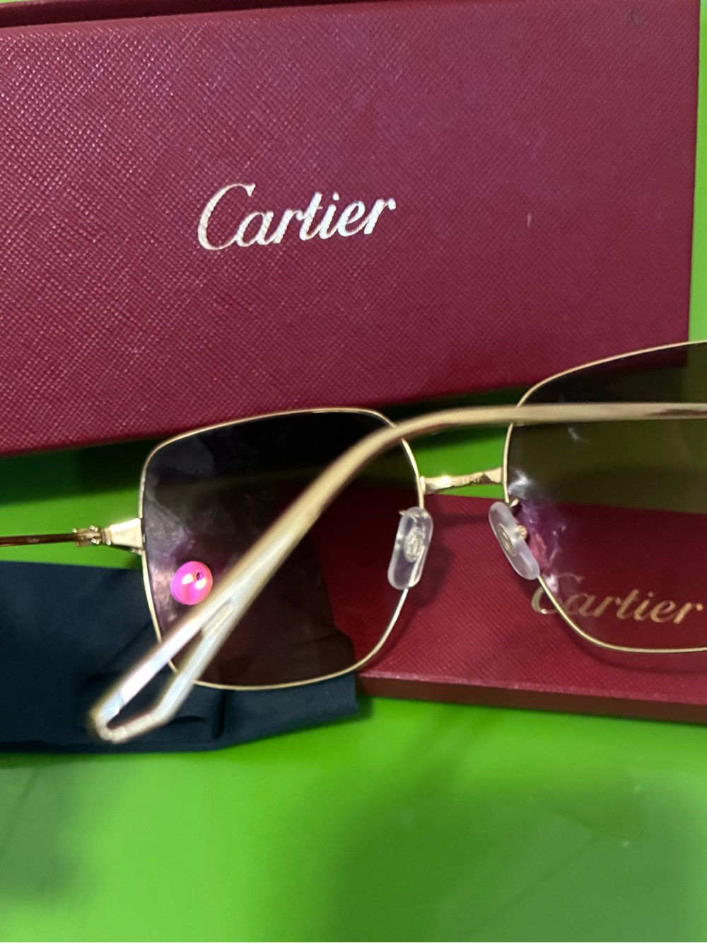AUTHENTIC Cartier  unisex  Gold Frame Brown Lens Pilot Sunglasses love - Picture 11 of 17